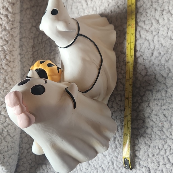 Halloween, Ghost With Pink Bow And Walking Ghost Dog W Pumpkin Figurine Pumpkin - Picture 7 of 8